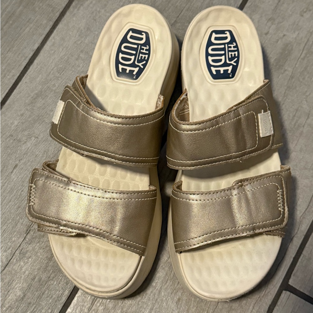 Hey Dude Gold Strap Sandals
